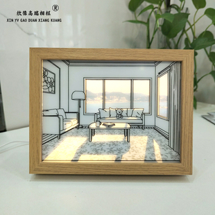 万家灯火灯光画小夜灯相框客厅床头柜 LED触摸声控发光装饰画摆件