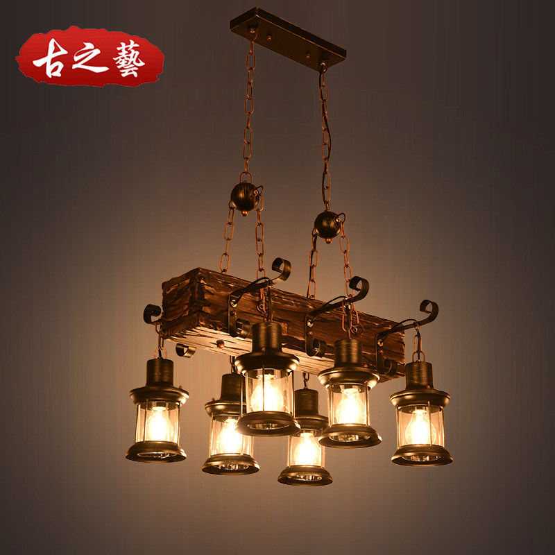 美式乡村复古实木loft吊灯个性创意船木酒吧服装店咖啡厅装饰吊灯