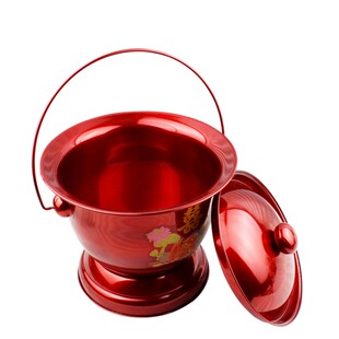 特厚不锈钢痰盂全红痰盂喜庆痰盂不锈钢色痰桶尿盆尿桶老人坐便桶