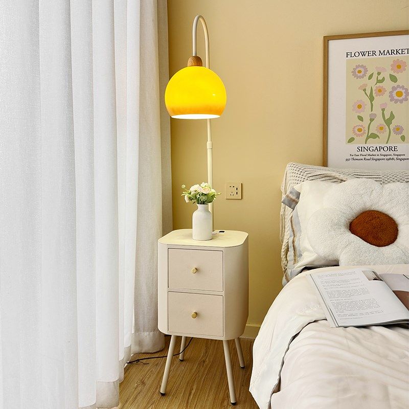 奶油风落地灯氛围感卧室床头柜台灯一体客厅沙发柚子装饰摆件置物,家装灯饰光源,装饰落地灯,淘宝优惠券,粉丝福利购,淘宝优惠卷
