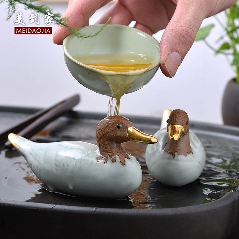 美到家茶宠精品摆件汝窑茶具茶宠紫砂茶盘茶玩配件守护鸭可养开片,餐饮具,茶宠摆件,淘宝优惠券,粉丝福利购,淘宝优惠卷