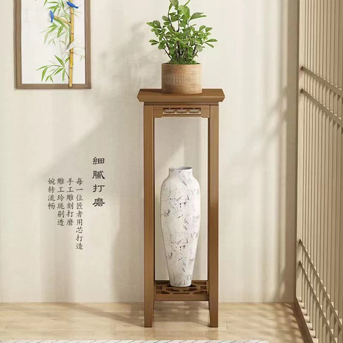 榆木色实木花架中式仿古客厅绿萝盆景架木质阳台室内落地多层特惠