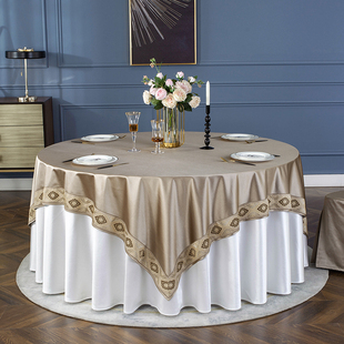 新款中式饭店大圆桌布圆形酒店台布餐厅宴会会议桌布家用布艺定制