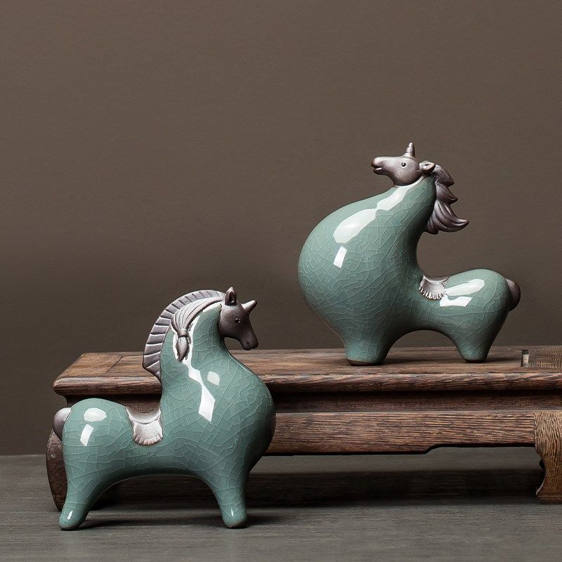 哥窑陶瓷唐马摆件客厅玄关酒柜办公桌面装饰品招财动物生肖马摆设,家居饰品,装饰摆件,淘宝优惠券,粉丝福利购,淘宝优惠卷