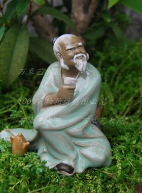 喝酒饮酒古代人物陶瓷摆件园林园艺假山盆景造景装饰品家居工艺品