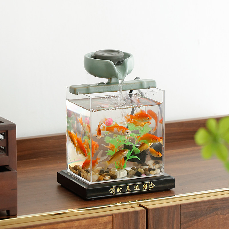 禾潼桌面鱼缸流水器招财转运流水雾化循环水开店开业送礼水景摆件,家居饰品,流水摆件,淘宝优惠券,粉丝福利购,淘宝优惠卷
