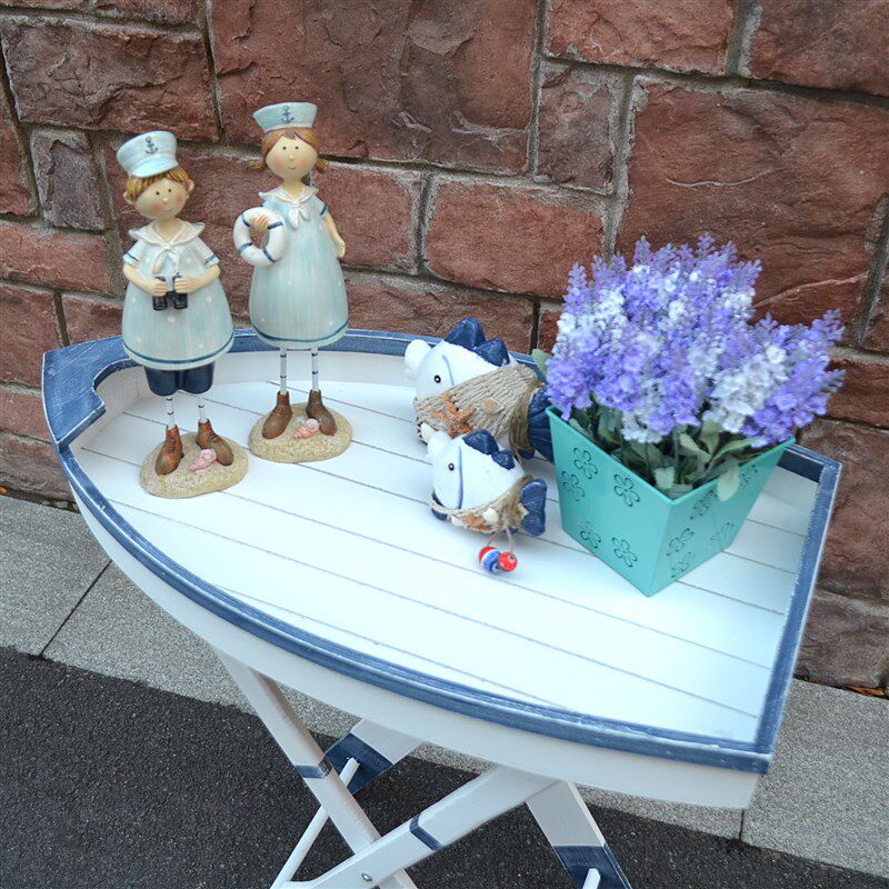 地中海风格实木创意船型折叠茶几折叠桌 工艺品