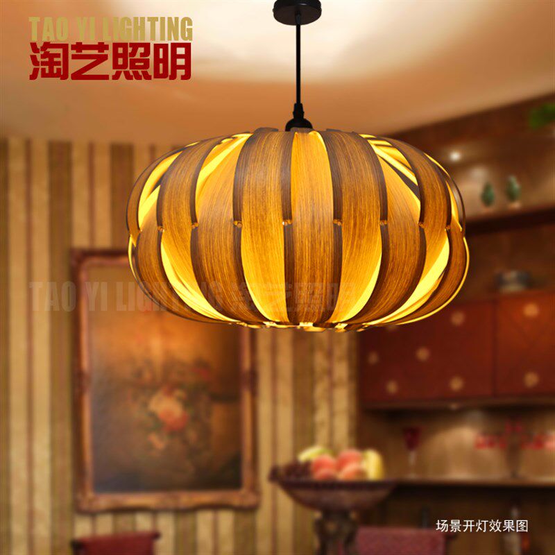 中式餐饮灯具灯饰民宿火锅店餐厅吧台竹木艺灯创意东南亚木皮吊灯