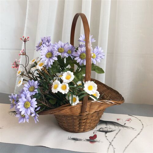 竹编花篮竹制花器跳舞道具提篮田园风吊篮装饰花篮舞台表演篮子