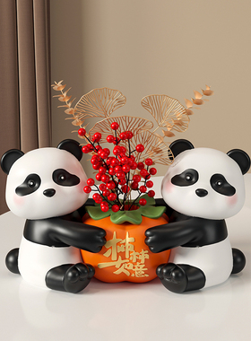 熊猫事事如意摆件入户玄关客厅桌面电视柜酒柜装饰品乔迁新居礼品