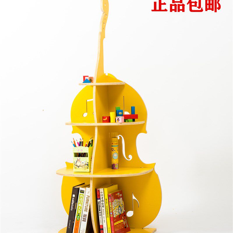 实木大提琴书架卡通绘本书柜幼儿园早教中心儿童房装饰设计摆件