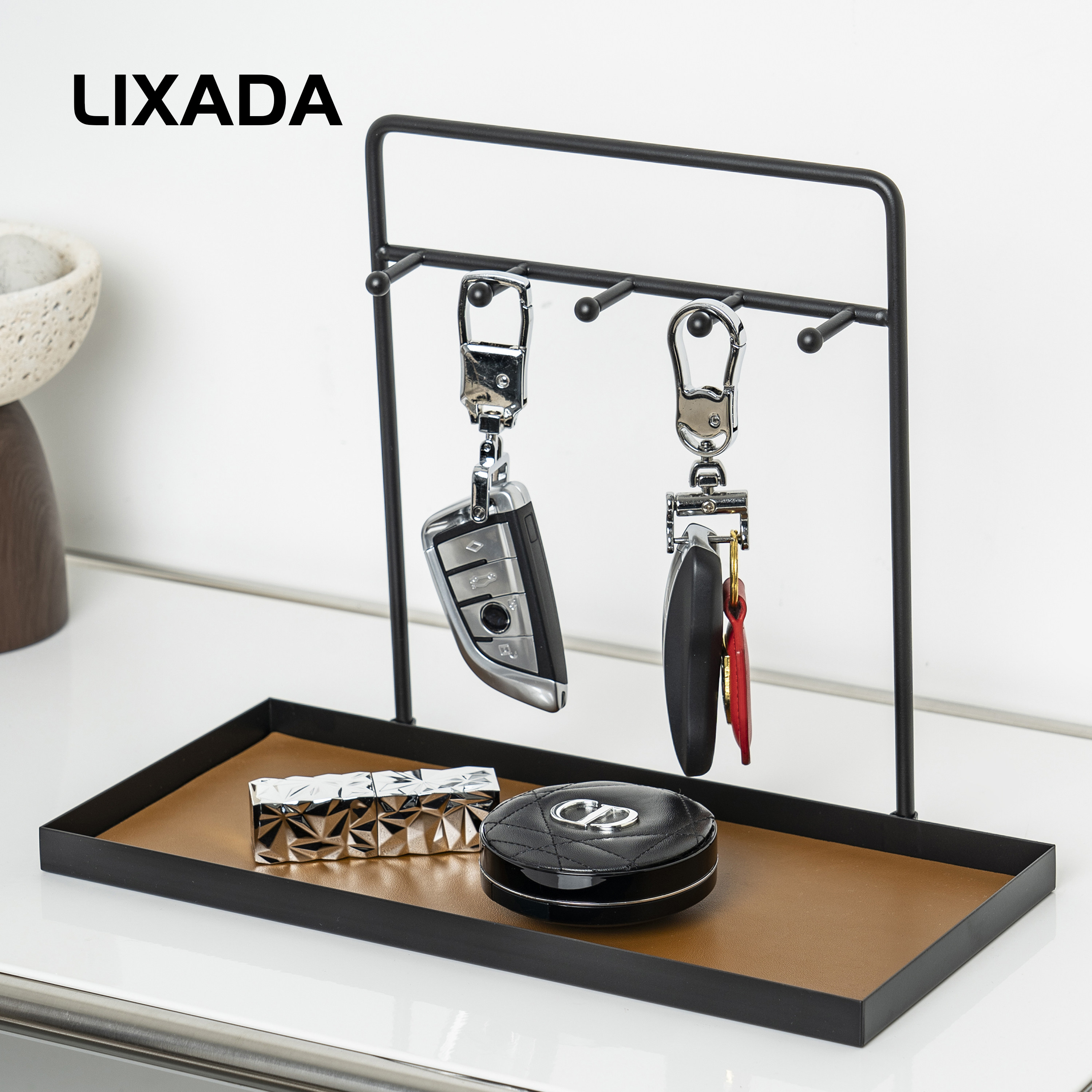LIXADA 轻奢入户玄关钥匙收纳托盘挂钩桌面收纳置物架家具装饰品