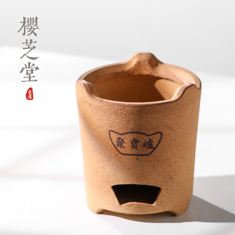 烧茶炉炭火 老式复古炭炉取暖木碳风炉煮茶老火钵 手工粗陶陶泥炉