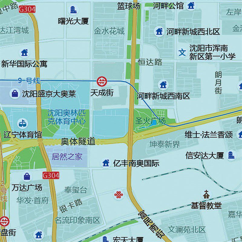 2024新款沈阳市区地图贴图办公室挂图高清防水超大装饰画定制