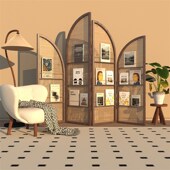 北欧侘寂风屏风隔断客厅装 饰折叠移动小户型书房卧室遮挡藤编书架