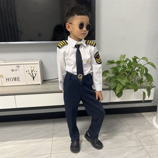 柴娜尼美儿童机长制服飞行员套装儿童船长制服小海军套装水手服装