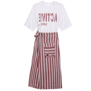 微胖mm大码连衣裙套装女夏季新款宽松藏肉遮肚显瘦休闲两件套裙子