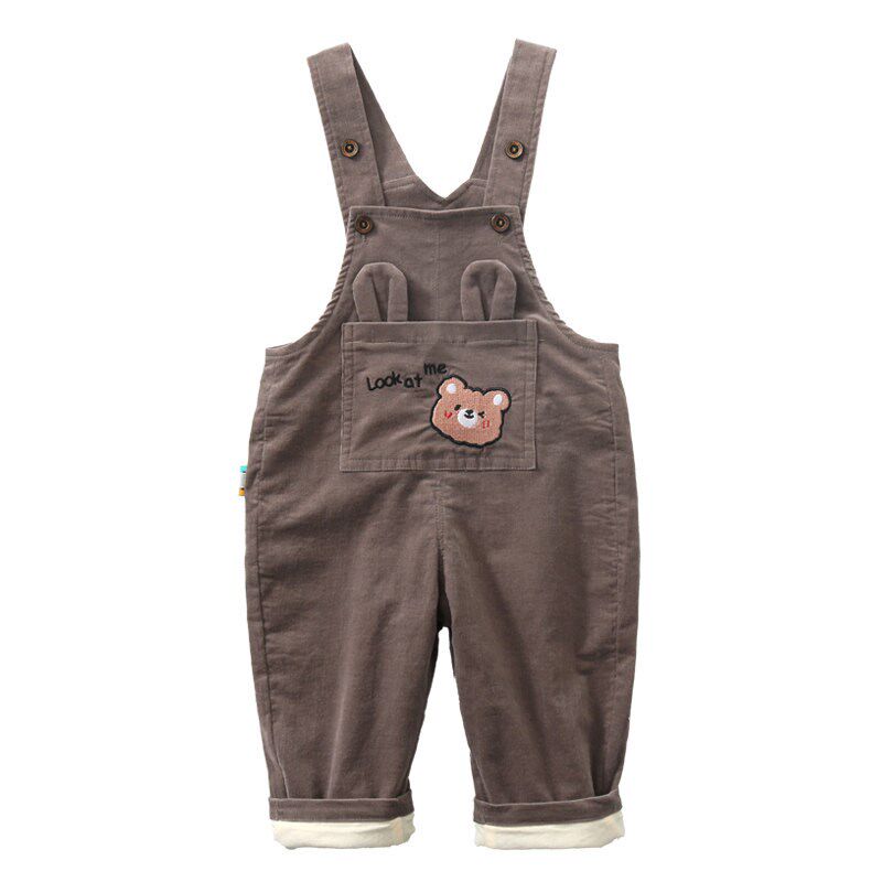 宝宝背带裤春秋款纯棉双层男童2023新款儿童灯芯绒女一岁婴儿裤子