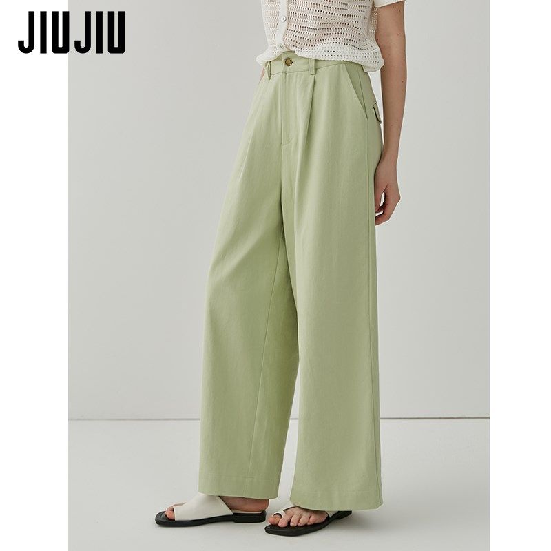 JIUJIU复古绿色牛仔裤女宽松2025春季新款显瘦高腰阔腿裤休闲长裤,女装/女士精品,牛仔裤,淘宝优惠券,粉丝福利购,淘宝优惠卷