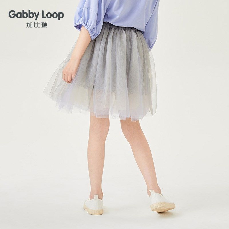 加比瑞童装春秋夏薄款女童网纱半身裙百褶裙公主裙中大童儿童短裙