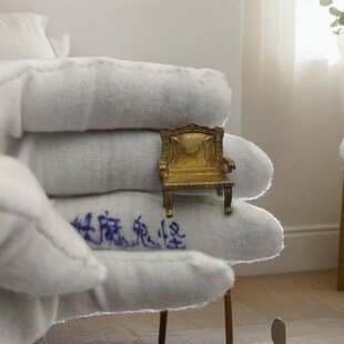 黄铜回忆板凳中式座椅袖珍迷你龙椅摆件模型古典复古官椅模型模拟