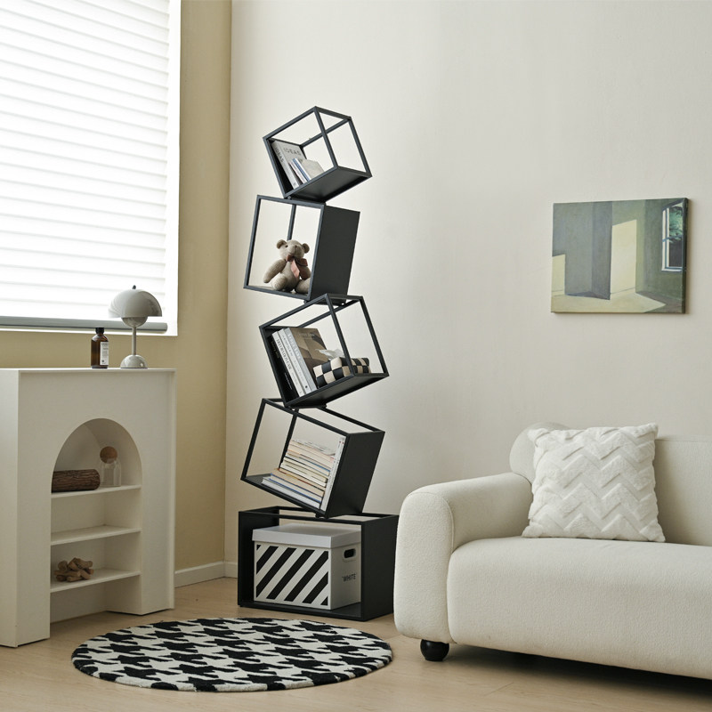 铁梵客厅网红创意书架落地转角艺术立式小书柜墙角角落小型置物架