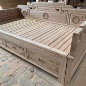 榆木罗汉床白茬白坯实木仿古沙发新中式 床家具白茬白胚抽屉