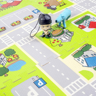 城市道路交通泡沫拼接地垫儿童轨道汽车跑道游戏爬爬行垫子40x40