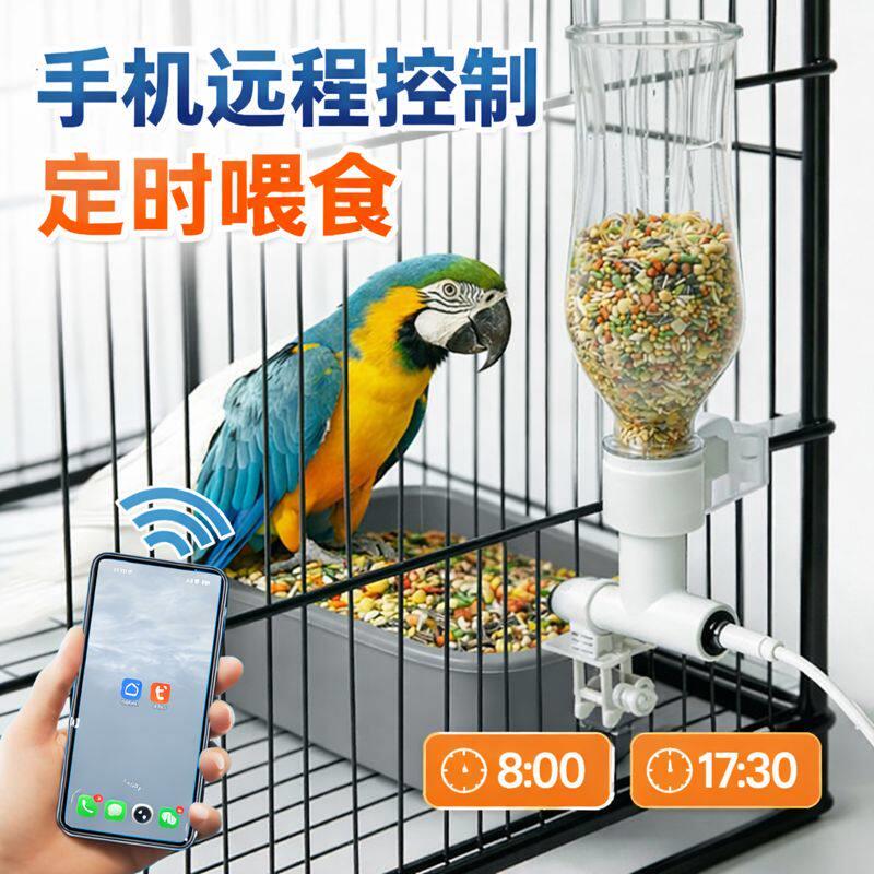鹦鹉鸟喂食器手机控制远程自动定时鸽子八哥自动投食下料器