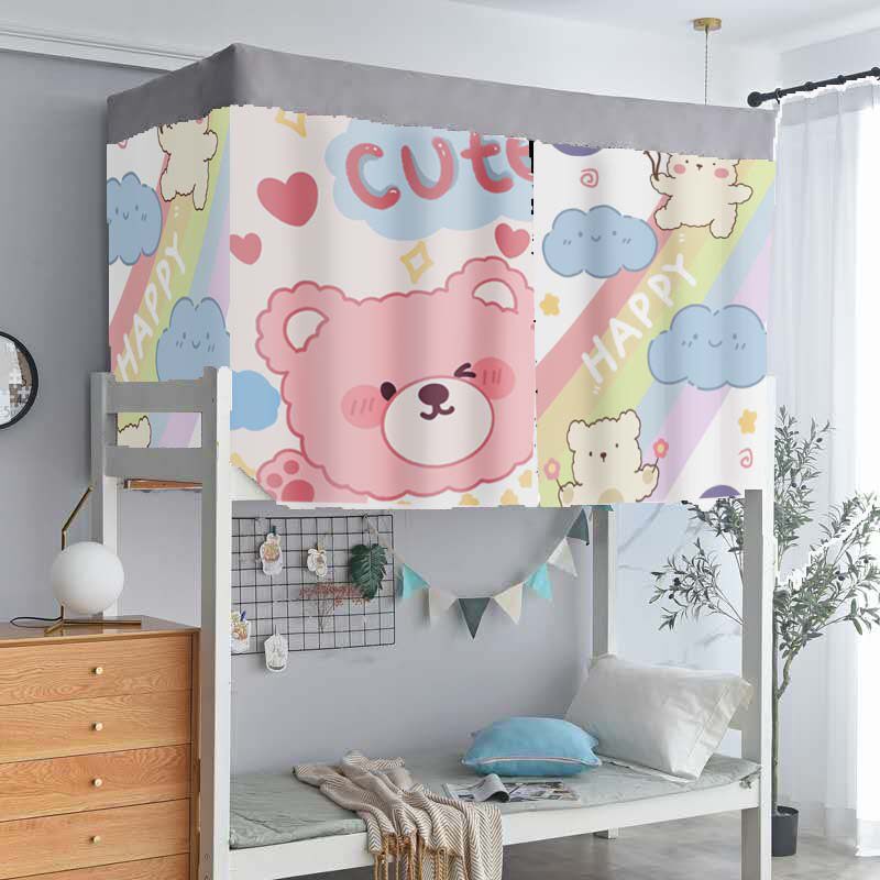 学生宿舍床帘物理遮光上铺女加厚打孔寝室蚊帐下铺男卡通遮光帘