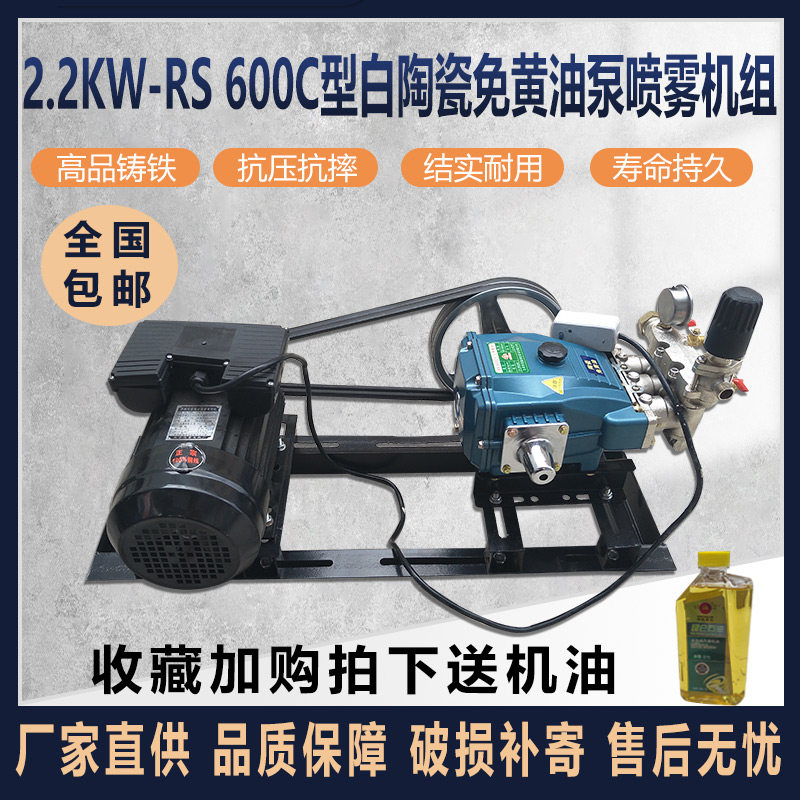 RS 600C白陶瓷免黄油高压泵配2.2KW铜线电动担架式喷雾器打药机组