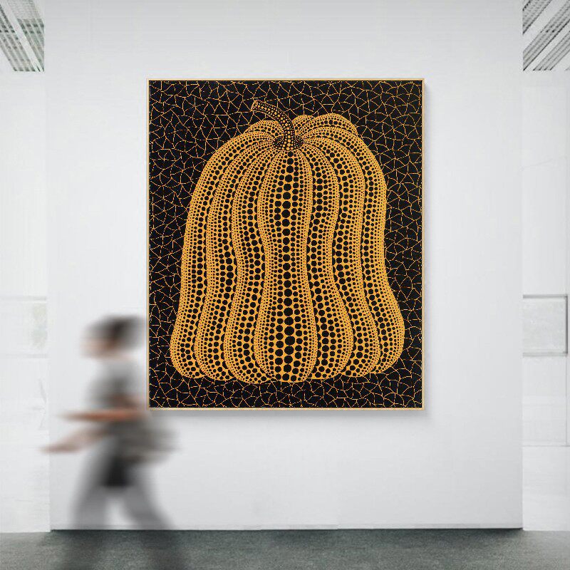 南瓜 现代抽象创意艺术装饰画loft玄关壁画过道走廊挂画 草间弥生