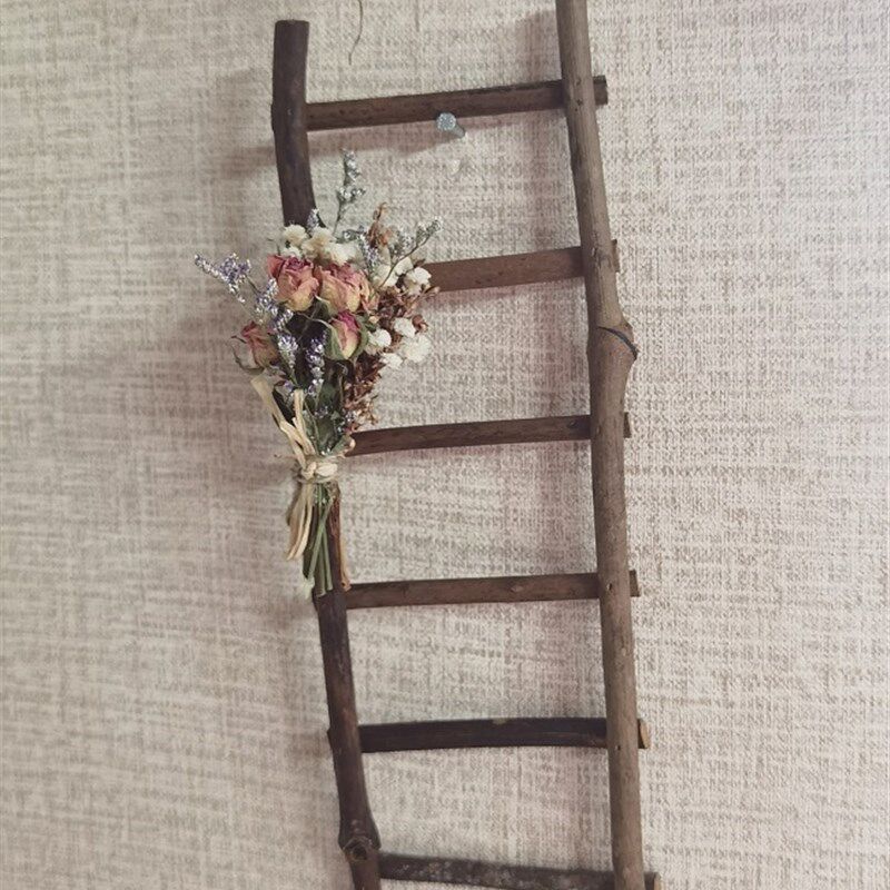 复古木棍艺术干花小梯子摆件壁饰乡村风格节节向上墙面装饰花艺