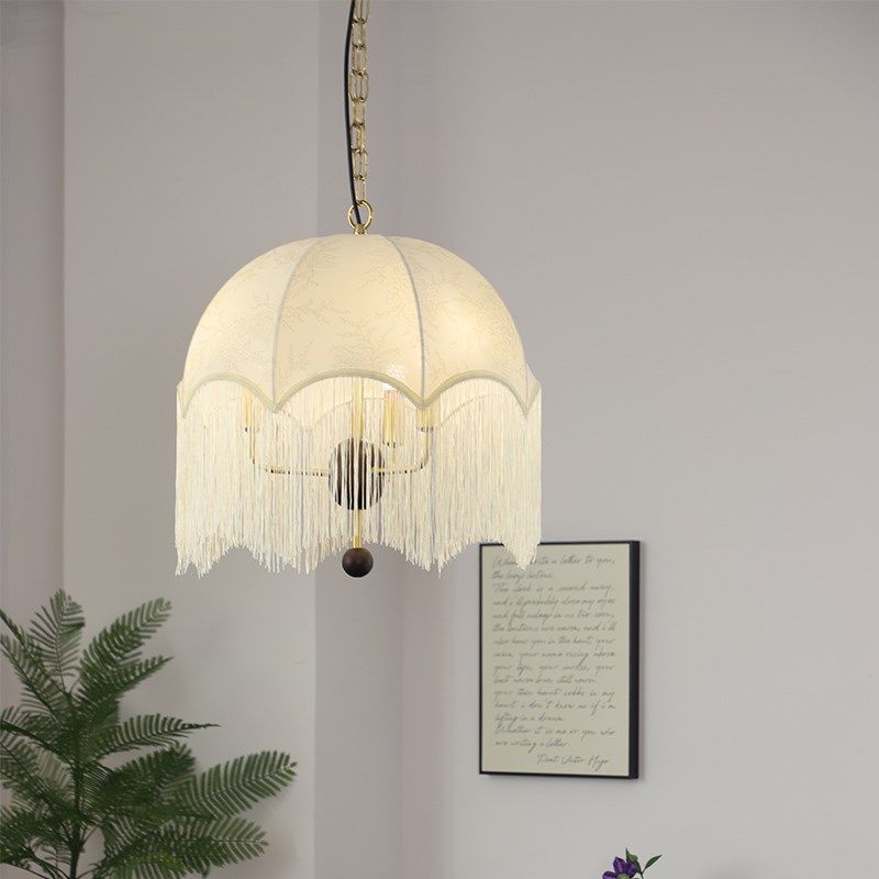 法式复古餐厅吊灯设计师布艺印花流苏餐桌吧台灯卧室南洋实木灯具,家装灯饰光源,餐厅吊灯,淘宝优惠券,粉丝福利购,淘宝优惠卷