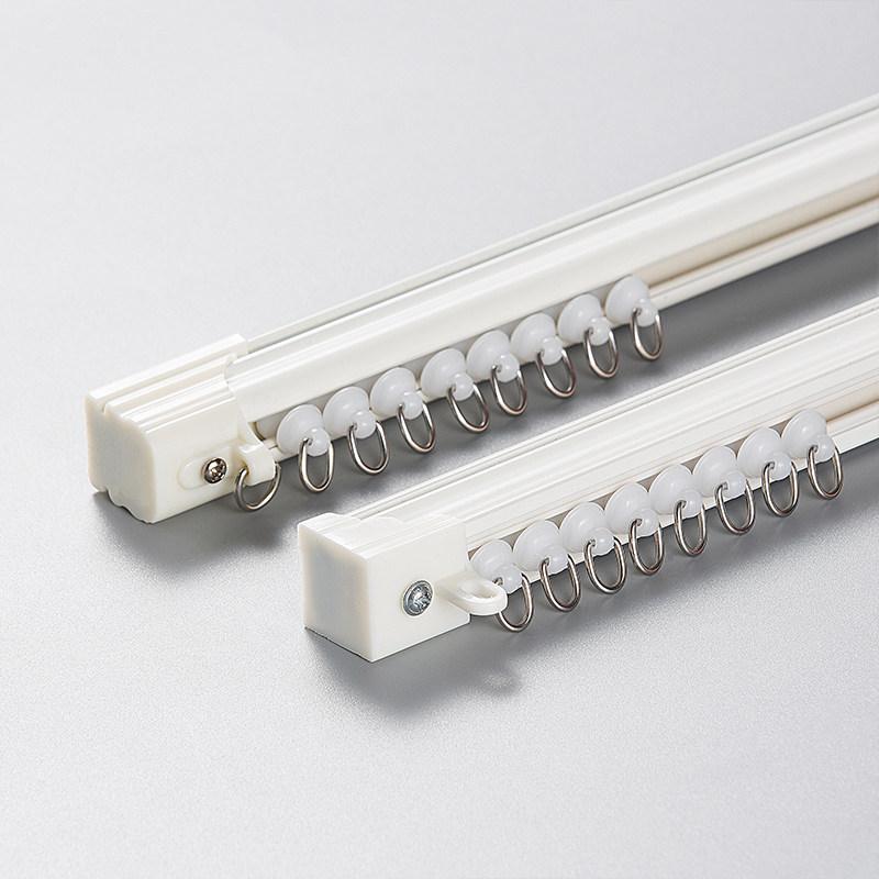 窗帘轨道滑轮可弯曲静音挂钩铝合金装家用双顶滑轨配件杆子窗帘杆