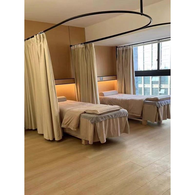 网红黑u型窗帘杆美容院美容床理疗隔断窗帘保健中心专用窗帘支架