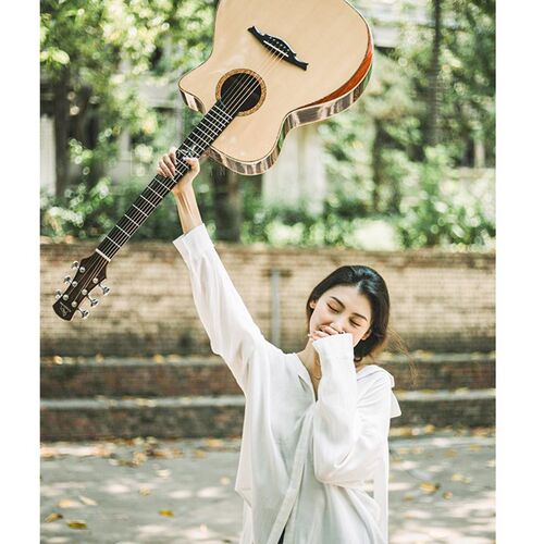 蚂蚁吉他GA15及R2初学入门单板云杉玫瑰木民谣吉他 GAC桶型