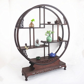 鸡翅木小博古架实木中式 仿古圆多宝阁红木摆件古玩古董展示茶壶架