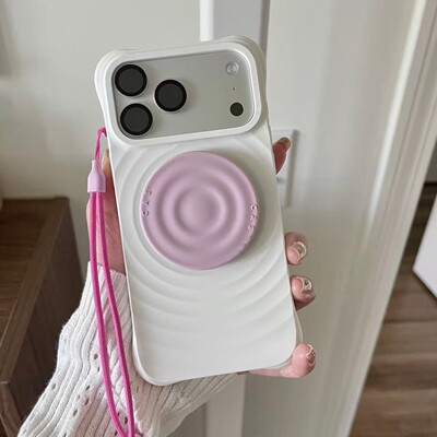 白色水波纹樱草粉磁吸适用苹果手机壳iPhone17proma纯色简约16Magsafe15pro防摔14plus华强北13液态12保护套