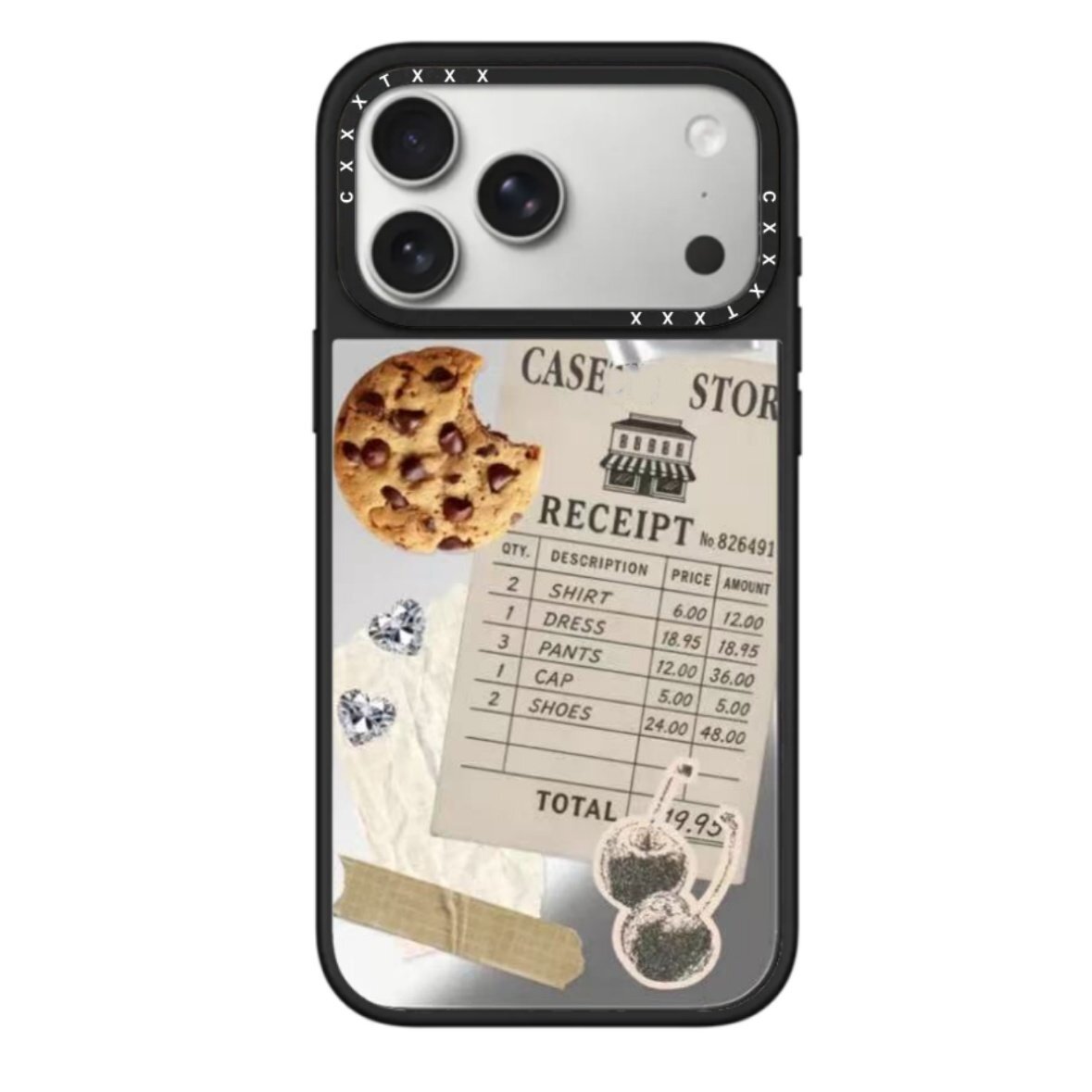 简约小众标签贴纸手机壳18Promax适用于iPhone17Pro曲奇饼干16plus购物小票15plus苹果14Pro磁吸防摔保护套