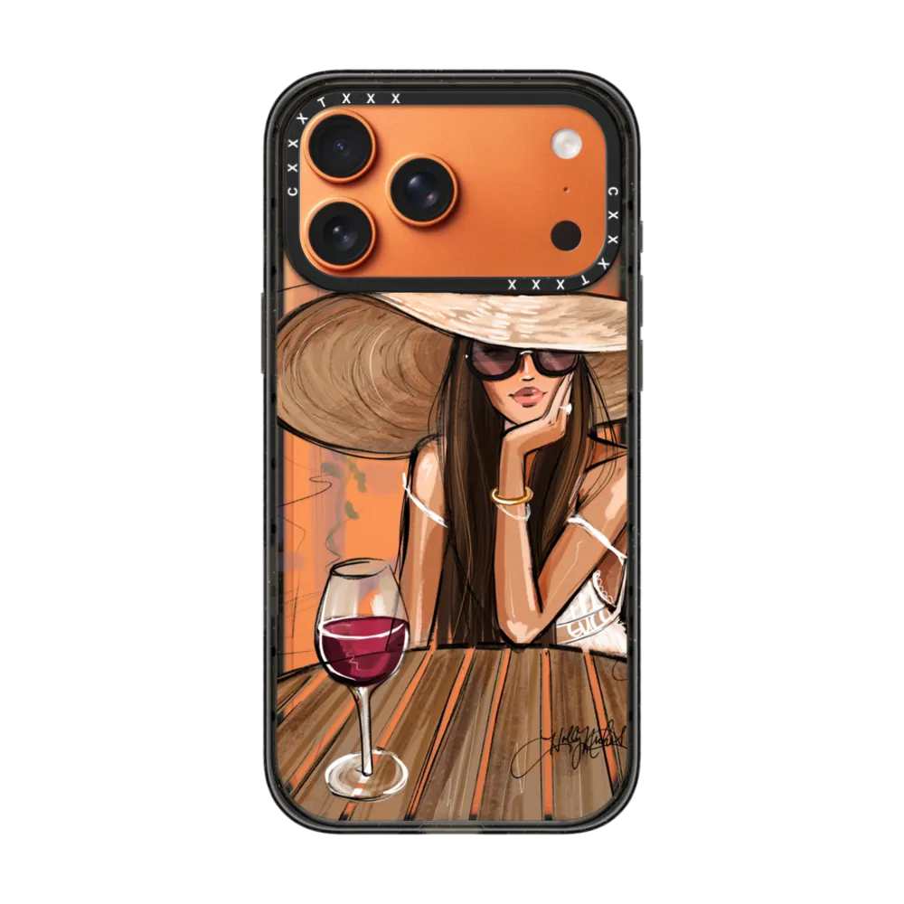 红酒与女孩手机壳苹果18promax适用于iphone17pro防摔16plus冬日巴黎明星同款15proMagsafe磁吸星宇橙保护套