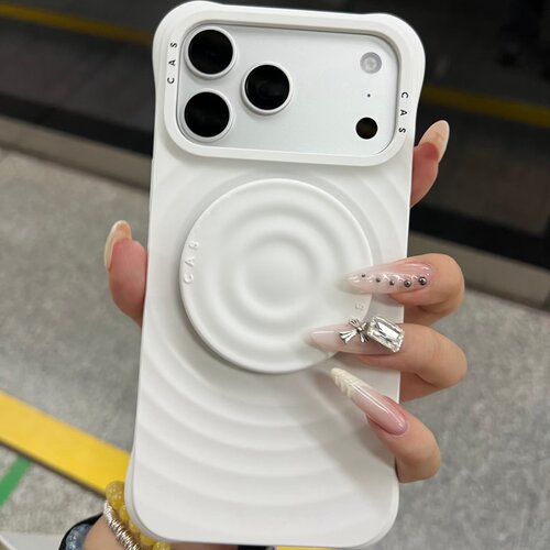 白色波纹壳纯色磁吸适用iPhone17ProMax手机壳明星同款纯色简约天青色苹果16/15/14/13pro max防摔保护套plus