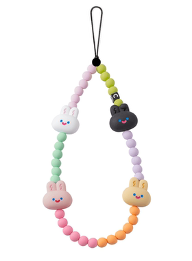 CASE胡萝卜兔子橙色卡通硅胶手机绳腕带挂绳短款便携防丢串珠链绳