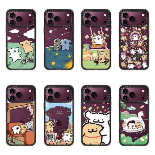 MALTSEE线条小狗勃艮第酒红色适用于iPhone18/17promax苹果16/15pro美式帅酷卡通手机壳14磁吸潮壳男防摔硬壳