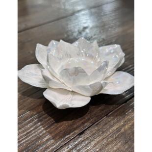 不泥不器·五彩斑斓的白 陶瓷手捏莲花 香插 莲花底座