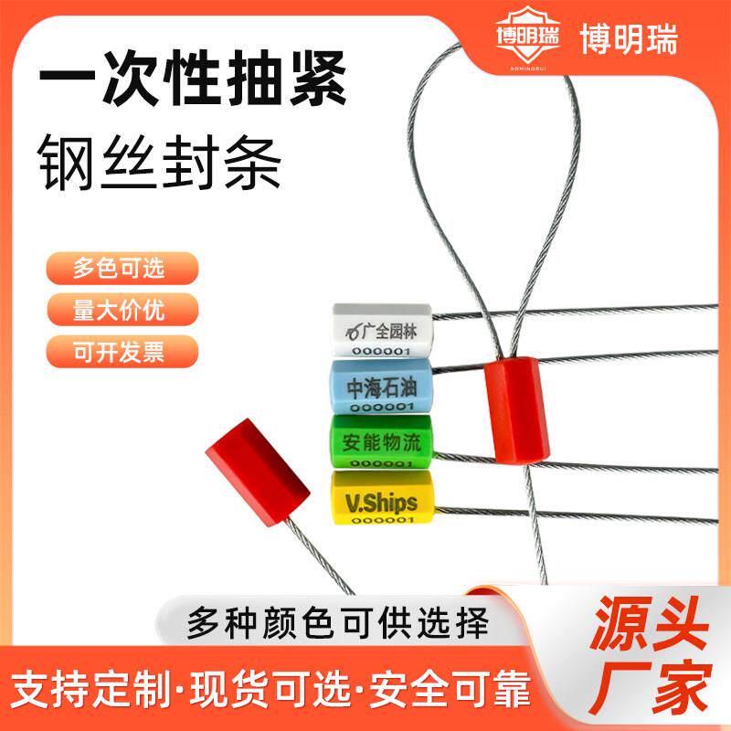 钢丝封条抽紧式一次性塑料铅封锁扣电表集装箱物流封签施封锁扎带