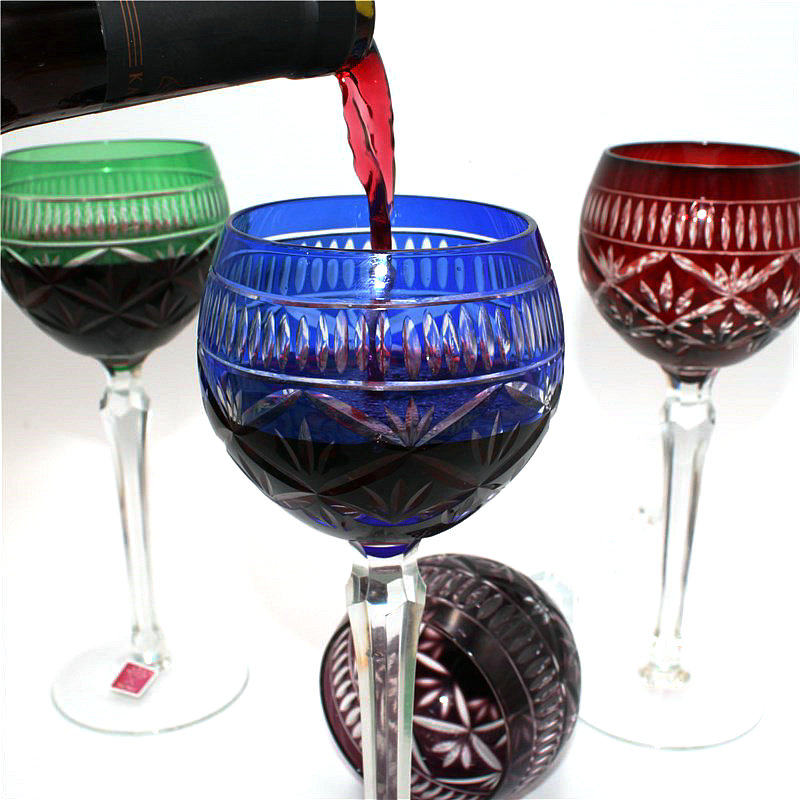 欧式刻花玻璃杯红酒杯葡萄杯香槟杯宴会生日礼品手工雕刻工艺包邮