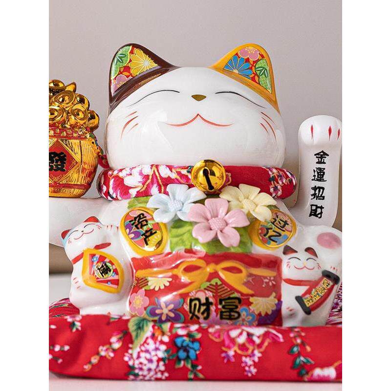 摇手招财猫存钱罐家居客厅装饰国潮陶瓷手工花店铺收银台开业礼品