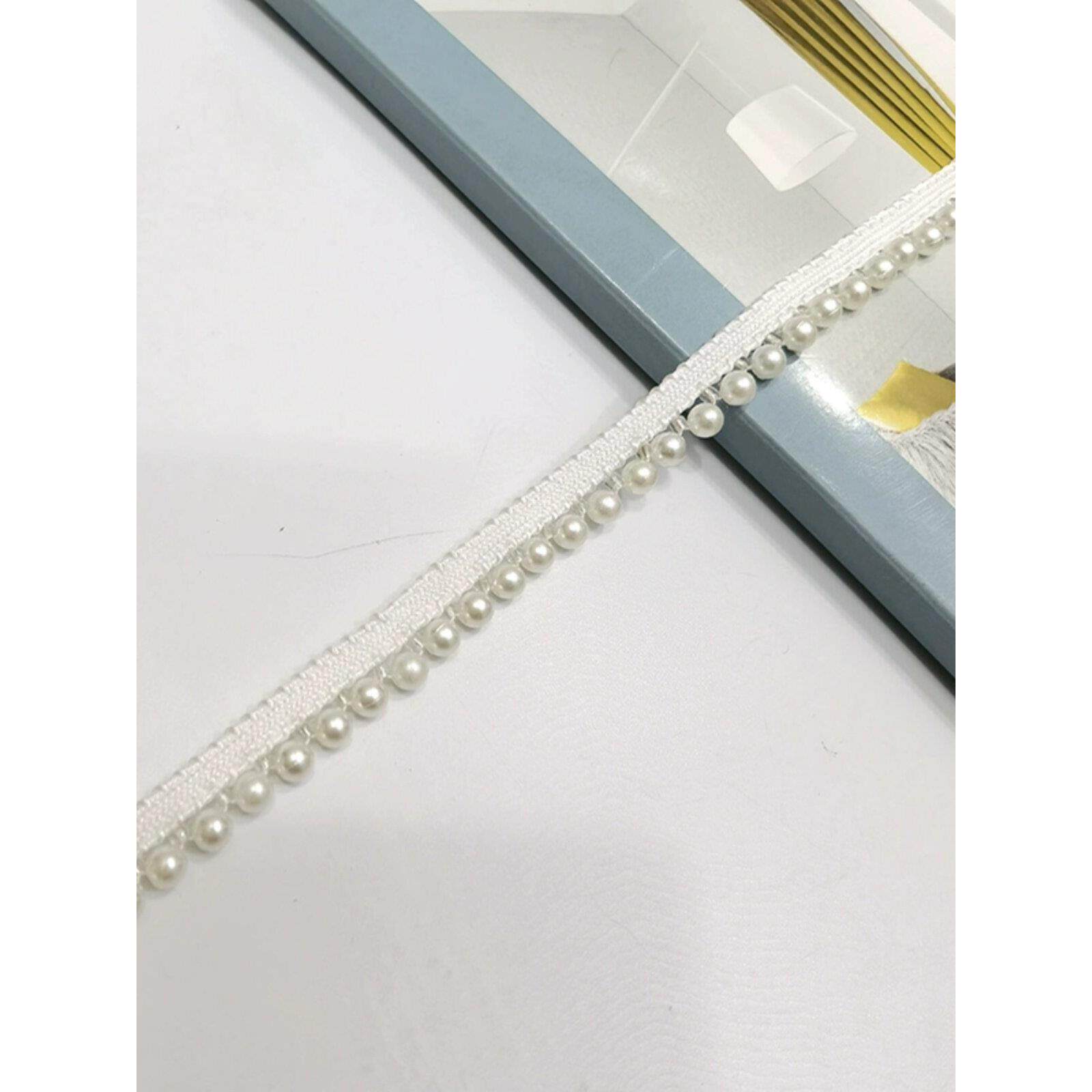 窗帘花边窗帘头白色蕾丝珍珠炼拼接装饰枕头与家庭织物花边配件