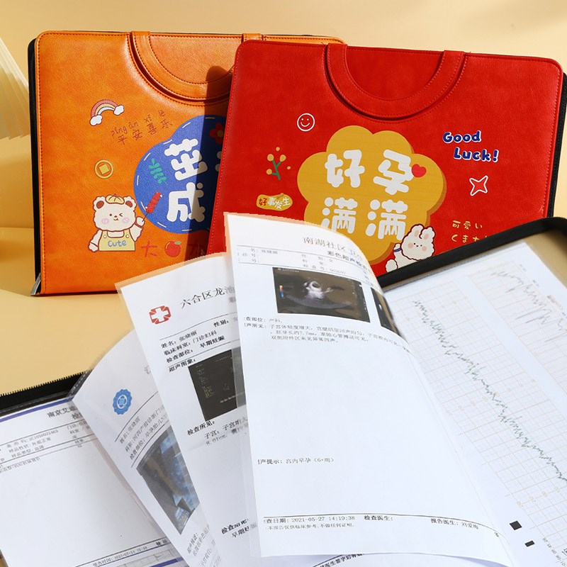 孕检产检单资料收纳册便携手提袋怀孕孕期b超体检档案册记录收集